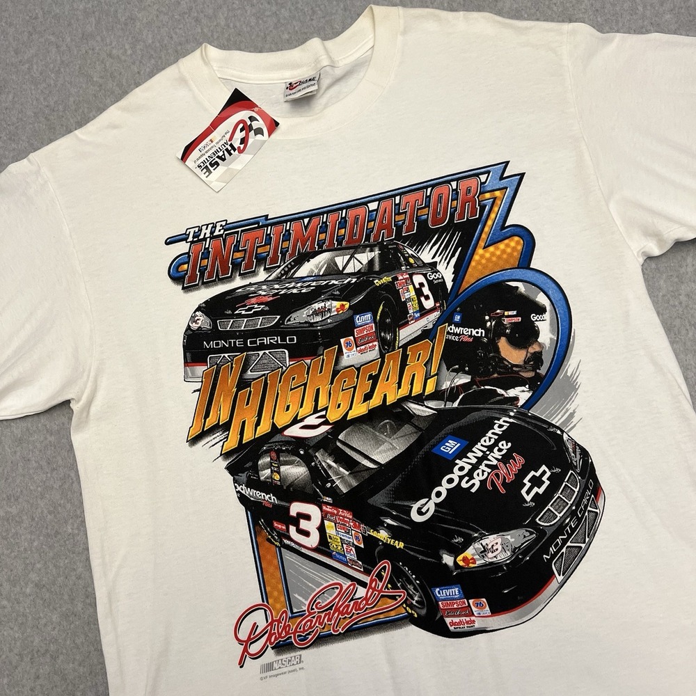 Chase Authentics Shirt Men's Large White Dale Earnhardt Graphic Y2K Deadstock